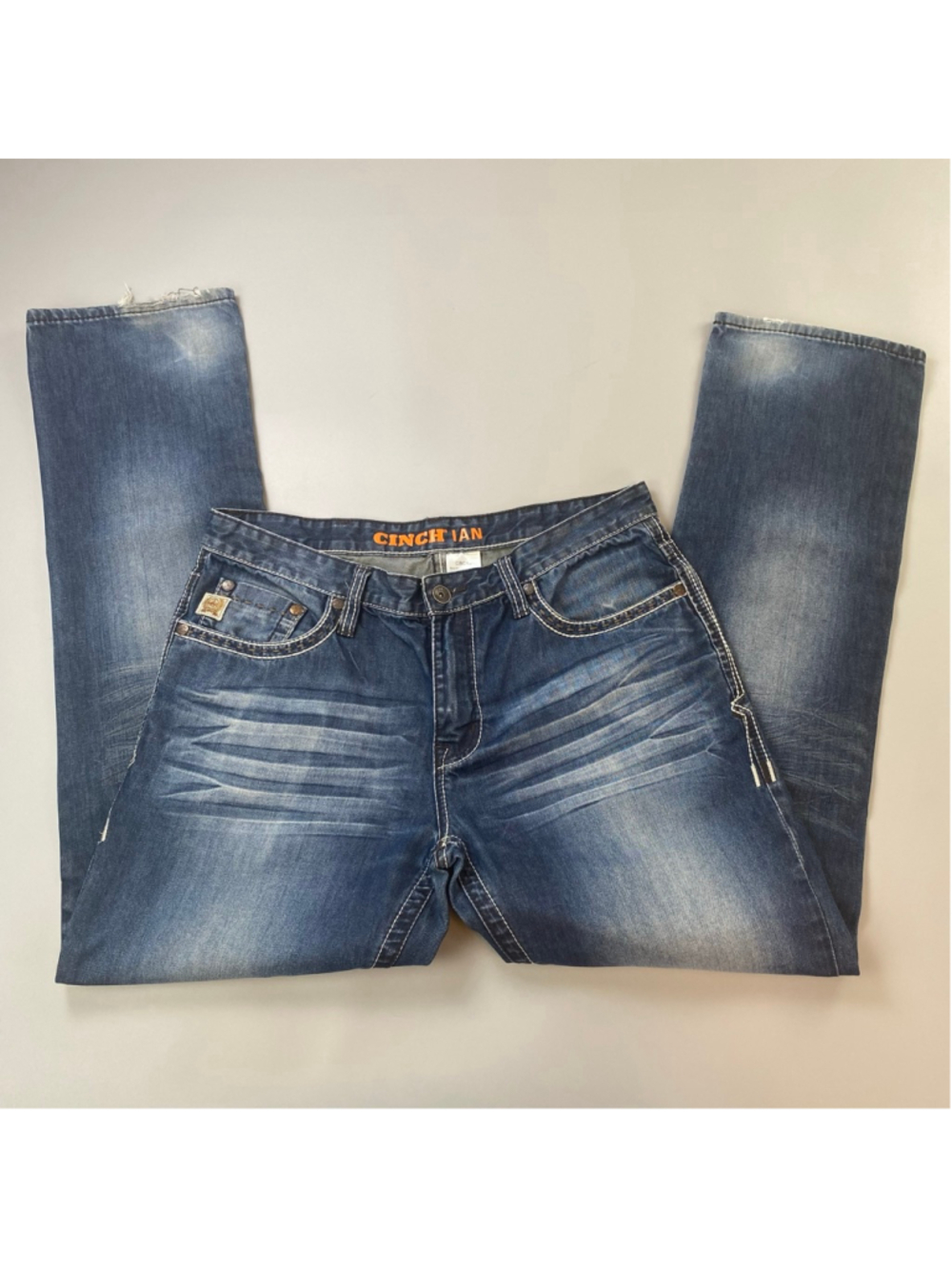 Cinch Jeans Ian Mens 35 x 34 Blue Slim Fit Bootcut Western Rodeo Cowboy Worn